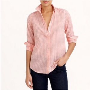 JCrew Blush Pink Gingham Boyshirt
